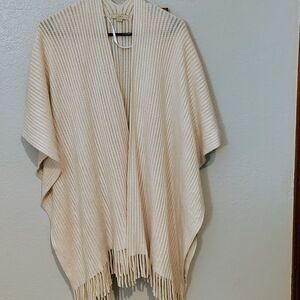 LOFT Beige Knit Cardigan with Open Front